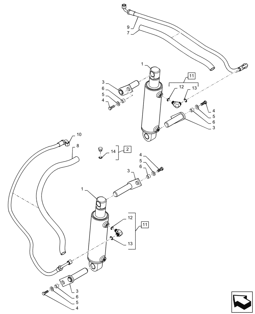 Схема запчастей Case IH MAGNUM 2654 - (35.116.AL[02]) - REAR HITCH - LIFT CYLINDER PLUMBING, 105MM (35) - HYDRAULIC SYSTEMS