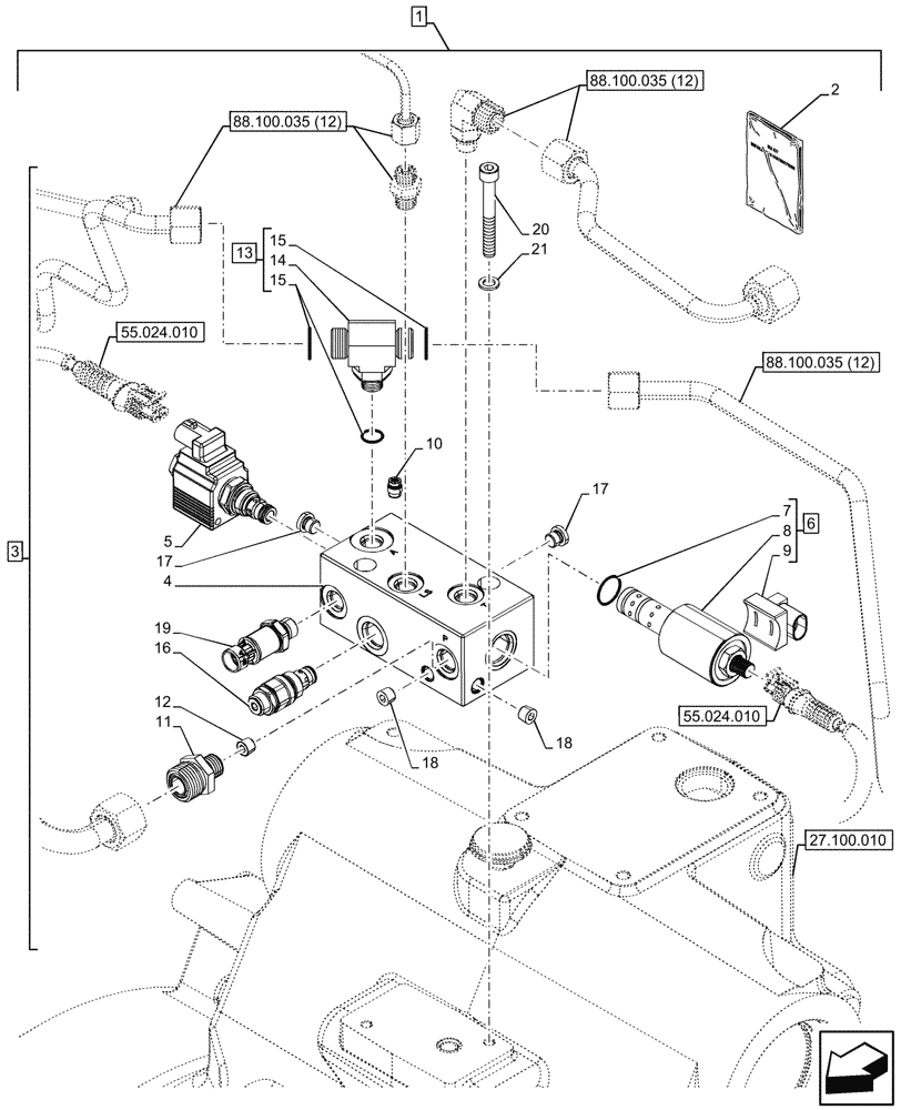 Схема запчастей Case IH OPTUM 270 CVT - (88.100.035[09]) - DIA KIT, ATTACHMENT, CONTROL DEVICE, W/ HYDRAULIC STABILIZERS, VALVE (88) - ACCESSORIES