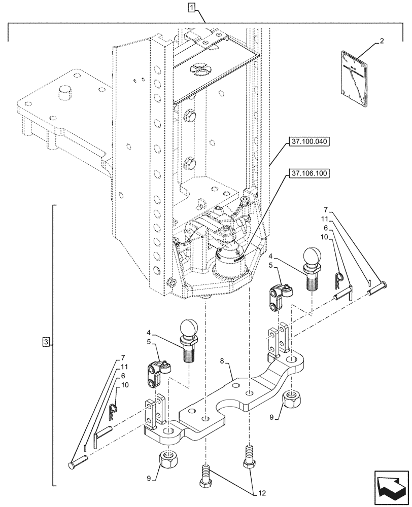 Схема запчастей Case IH OPTUM 300 CVT - (88.100.037[02]) - DIA KIT, STEERING, W/ K80 BALL (88) - ACCESSORIES