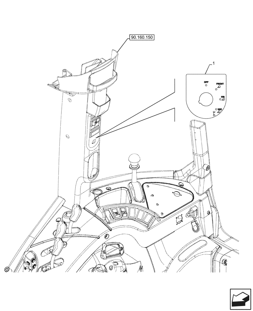 Схема запчастей Case IH FARMALL 120U - (90.108.820) - VAR - 332147, 335387, 339434, 391246 - DECAL, CONTROL (90) - PLATFORM, CAB, BODYWORK AND DECALS