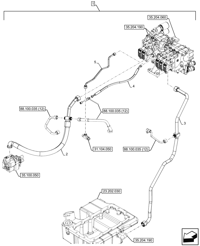 Схема запчастей Case IH OPTUM 270 CVT - (88.100.035[11]) - DIA KIT, ATTACHMENT, CONTROL DEVICE, W/ HYDRAULIC STABILIZERS, PIPE (88) - ACCESSORIES