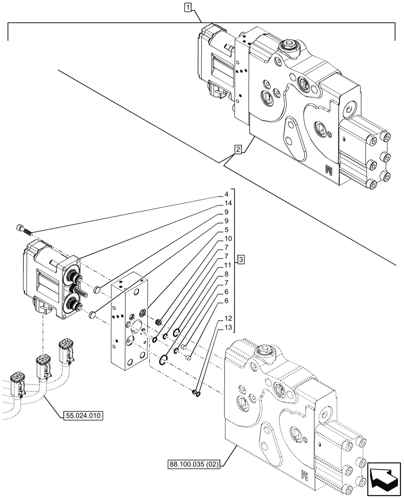 Схема запчастей Case IH OPTUM 270 CVT - (88.100.035[03]) - DIA KIT, W/ POWER BEYOND COUPLERS, REMOTE CONTROL VALVE, COMPONENTS (88) - ACCESSORIES