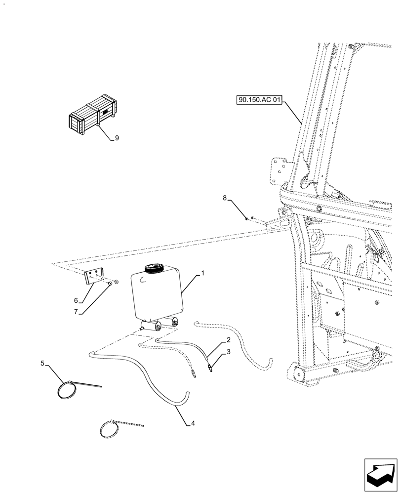 Схема запчастей Case IH FARMALL 110A - (88.100.55[07]) - VAR - 718149 - DIA KIT, WINDOW, REAR, WIPER AND WASHER (88) - ACCESSORIES