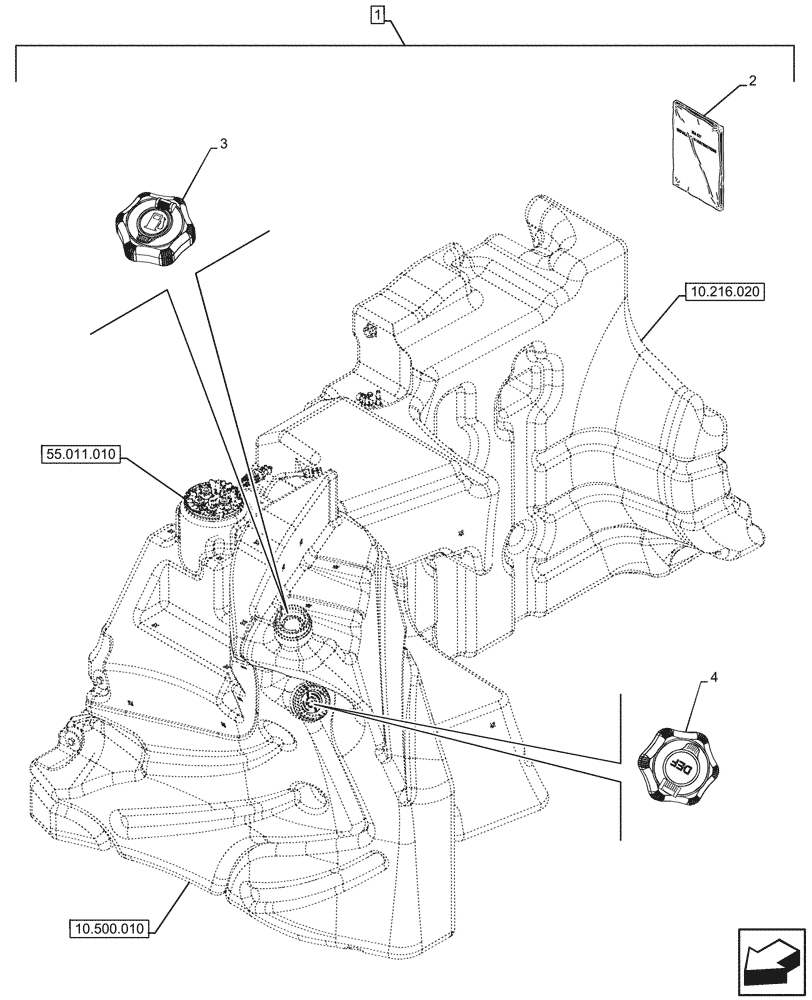 Схема запчастей Case IH OPTUM 270 CVT - (88.100.010[02]) - DIA KIT, LOCKABLE FUEL CAP, DEF TANK, CAP (88) - ACCESSORIES