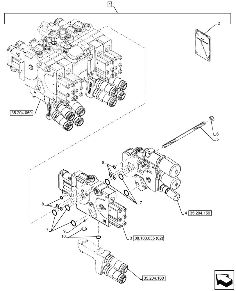 Схема запчастей Case IH OPTUM 300 CVT - (88.100.035[01]) - DIA KIT, W/ POWER BEYOND COUPLERS, REMOTE CONTROL VALVE (88) - ACCESSORIES