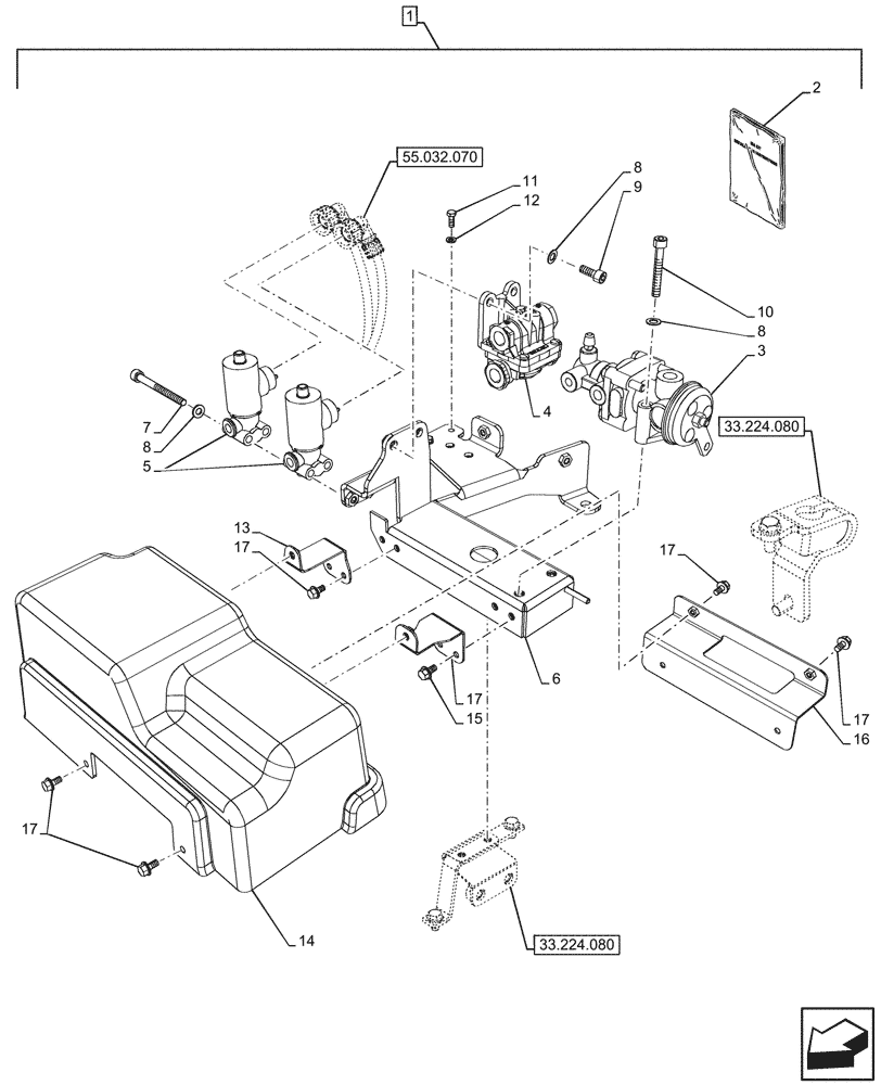 Схема запчастей Case IH OPTUM 300 CVT - (88.100.033[04]) - DIA KIT, AIR BRAKE, PNEUMATIC VALVE (88) - ACCESSORIES