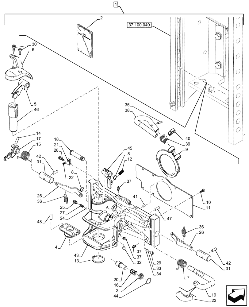 Схема запчастей Case IH OPTUM 300 CVT - (88.100.037[04]) - DIA KIT, TOW HOOK (GERMAN TYPE) (88) - ACCESSORIES