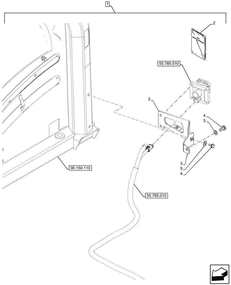 Схема запчастей Case IH OPTUM 270 CVT - (88.100.055[05]) - DIA KIT, ISOBUS SOCKET, SUPPORT (88) - ACCESSORIES