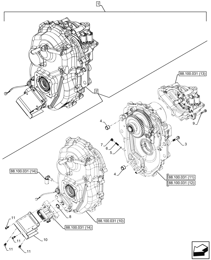 Схема запчастей Case IH OPTUM 270 CVT - (88.100.031[09]) - DIA KIT, FRONT PTO - CCW, COMPONENTS (88) - ACCESSORIES