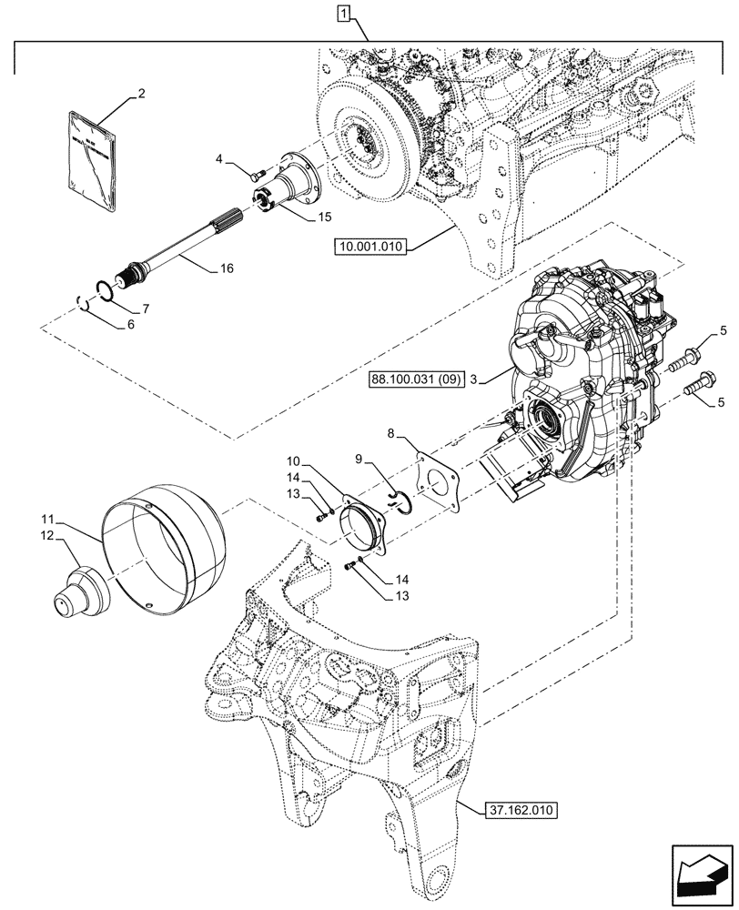 Схема запчастей Case IH OPTUM 270 CVT - (88.100.031[08]) - DIA KIT, FRONT PTO - CCW (88) - ACCESSORIES