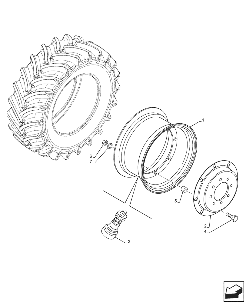 Схема запчастей Case IH FARMALL 120C - (44.511.AE[10]) - VAR - 8873402 - FRONT, WHEELS W11X20 (44) - WHEELS