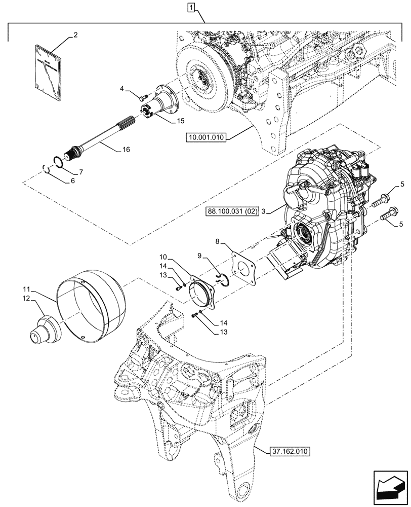 Схема запчастей Case IH OPTUM 270 CVT - (88.100.031[01]) - DIA KIT, FRONT PTO - CW (88) - ACCESSORIES