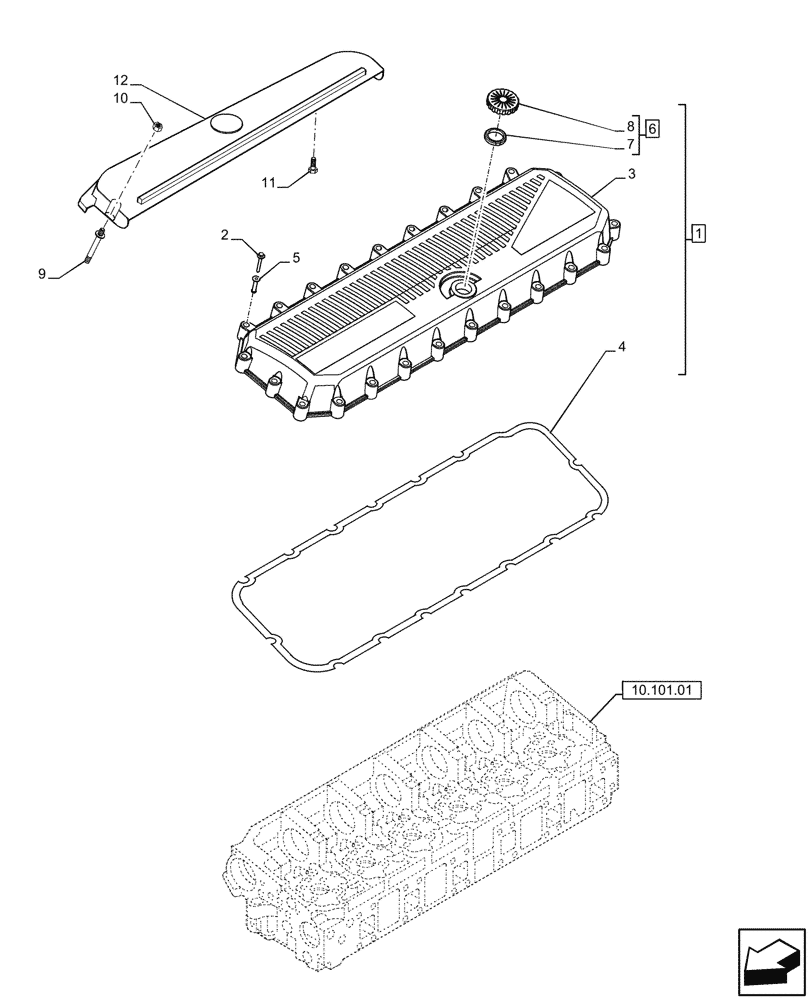 Схема запчастей Case IH F3BFE613B A002 - (10.101.02) - HEAD COVER (504389282) (10) - ENGINE