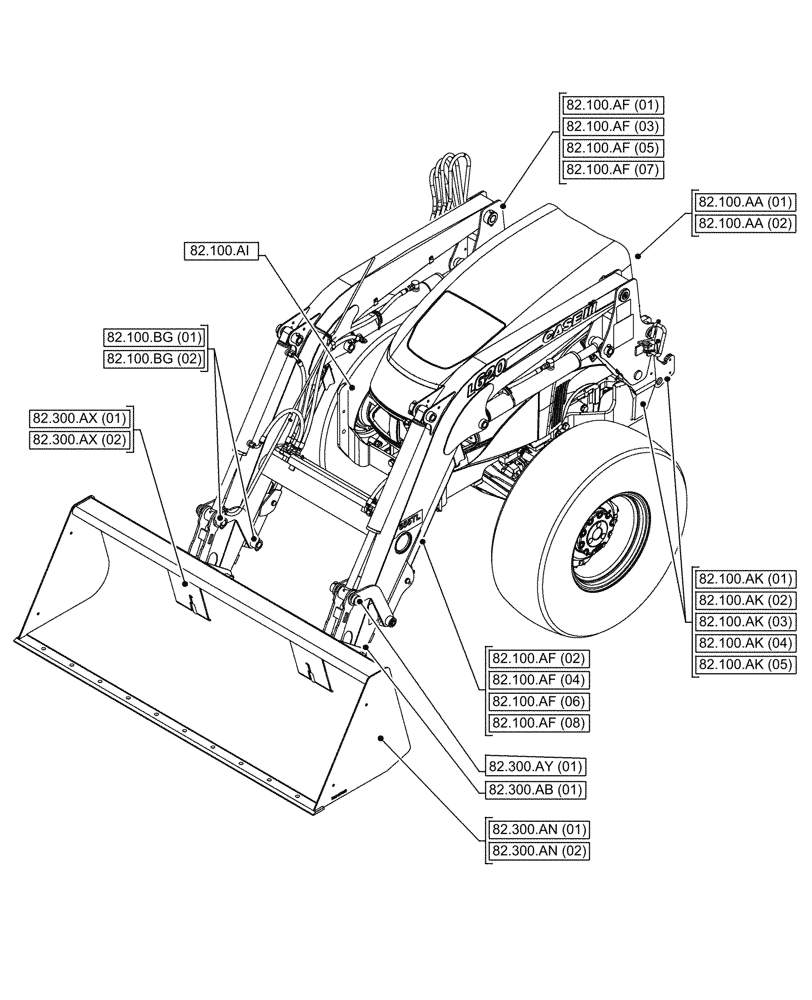 Схема запчастей Case IH FARMALL 75C - (00.000.82) - PICTORIAL INDEX - FRONT LOADER (00) - GENERAL & PICTORIAL INDEX