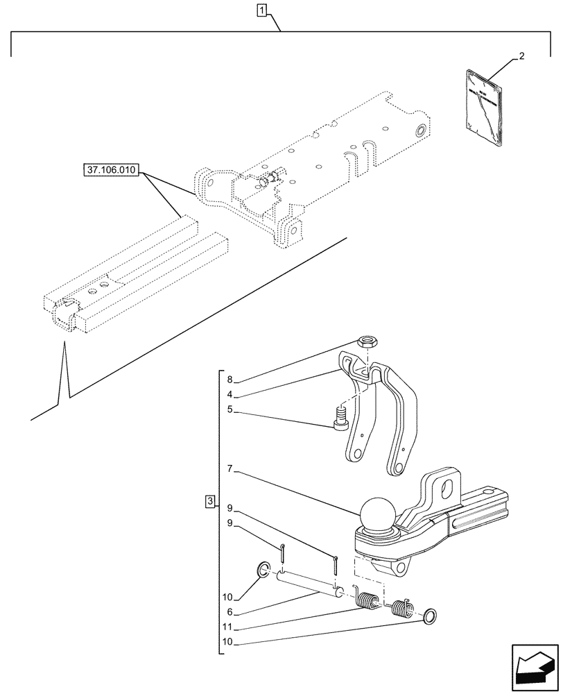 Схема запчастей Case IH OPTUM 270 CVT - (88.100.037[01]) - DIA KIT, W/ K80 BALL (88) - ACCESSORIES