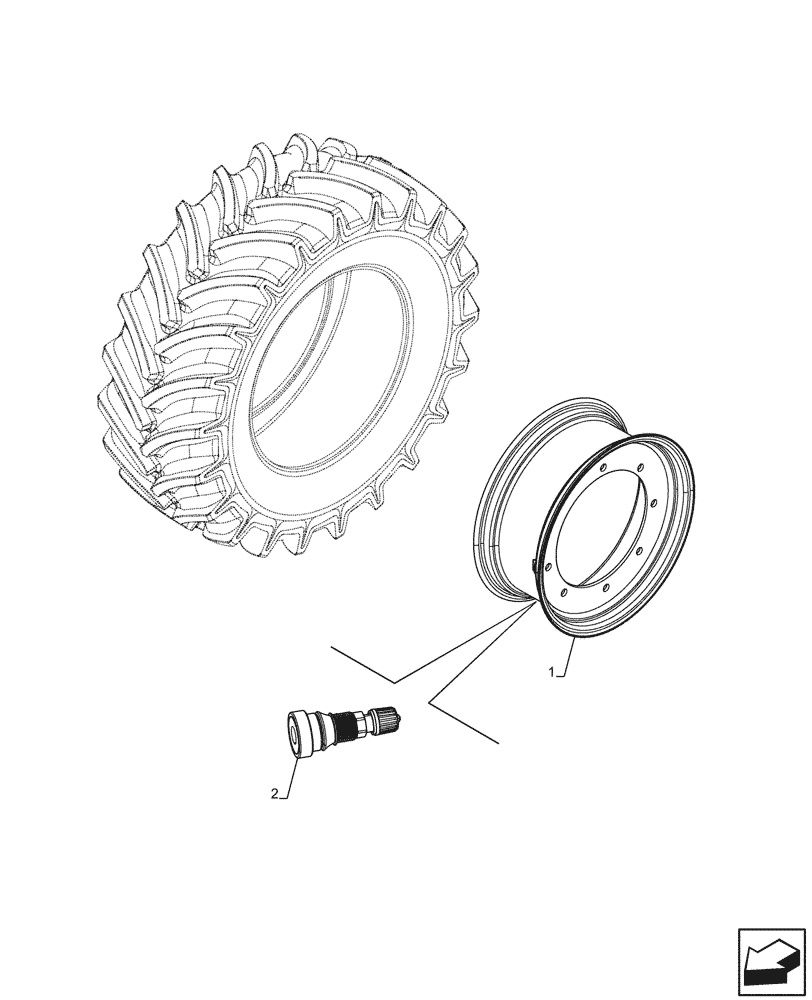 Схема запчастей Case IH FARMALL 120C - (44.511.AE[09]) - VAR - 8873401 - FRONT WHEELS W4EX16 (44) - WHEELS