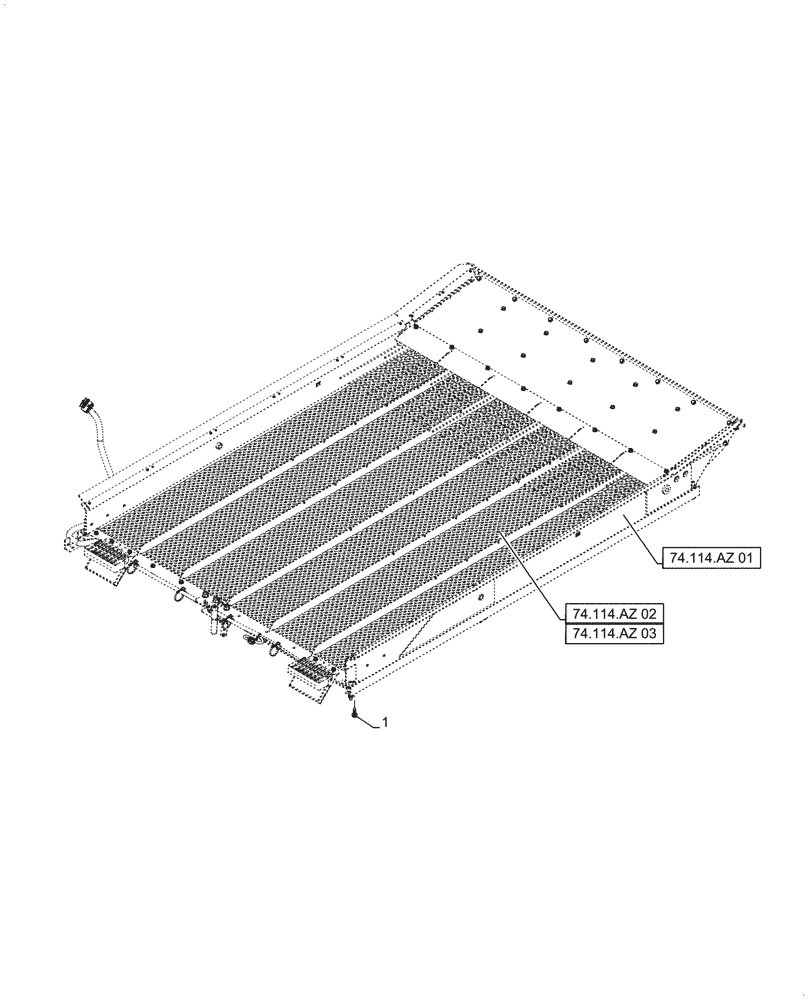 Схема запчастей Case IH 5088 - (74.114.AZ[04]) - UPPER SIEVE, MOUNTING PARTS (74) - CLEANING