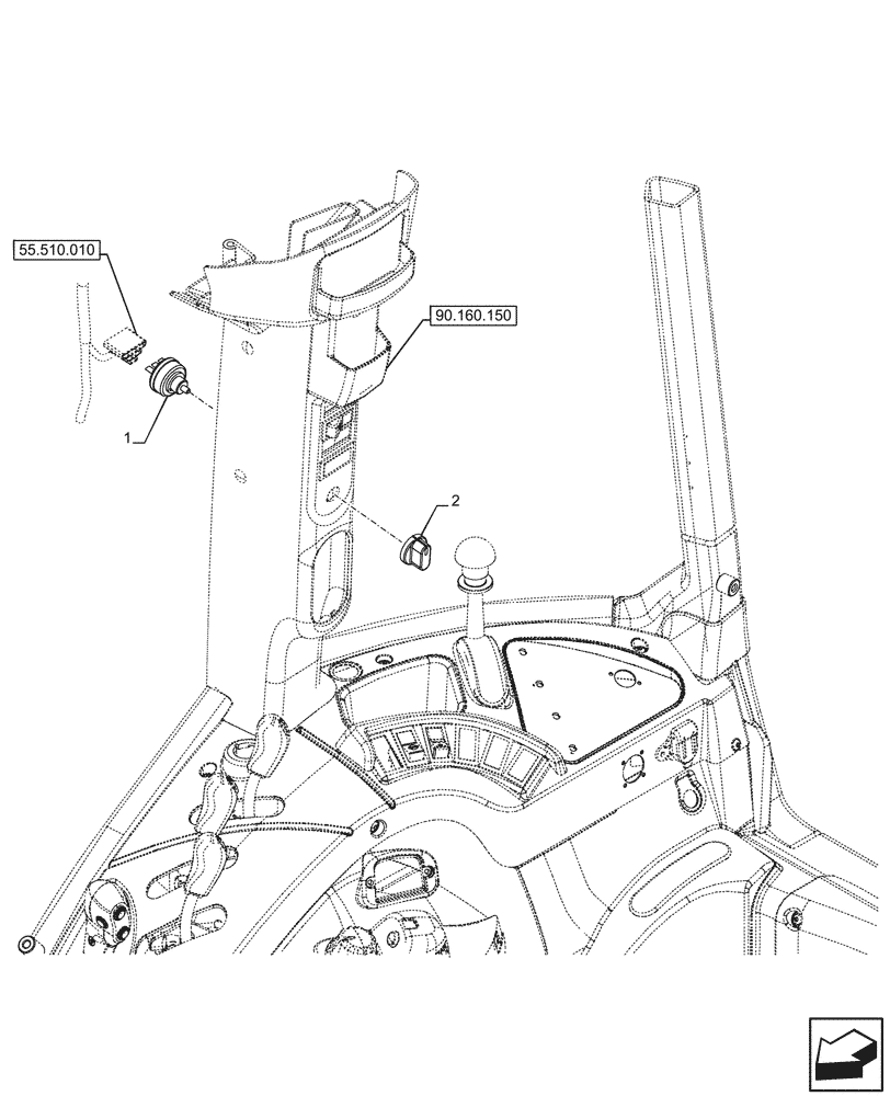 Схема запчастей Case IH FARMALL 120U - (55.405.060) - VAR - 332147, 335387, 339434, 391246 - LIGHT SWITCH (55) - ELECTRICAL SYSTEMS