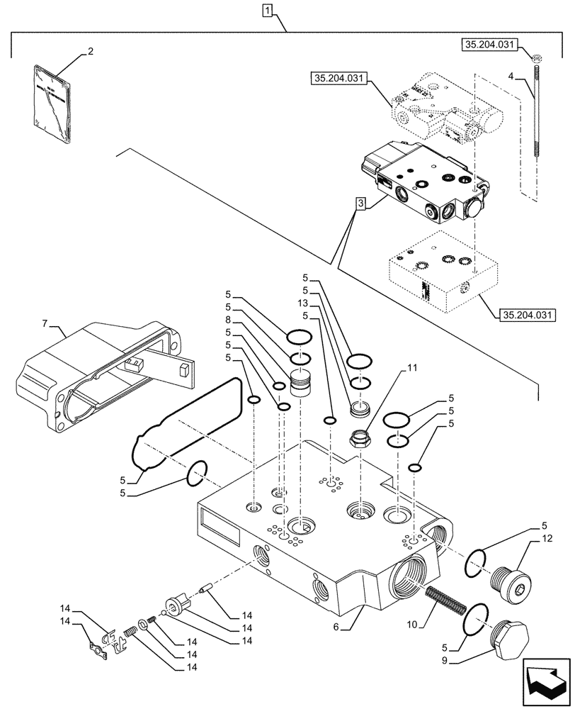 Схема запчастей Case IH OPTUM 270 CVT - (88.100.035[08]) - DIA KIT, MID-MOUNT CONTROL VALVE (88) - ACCESSORIES