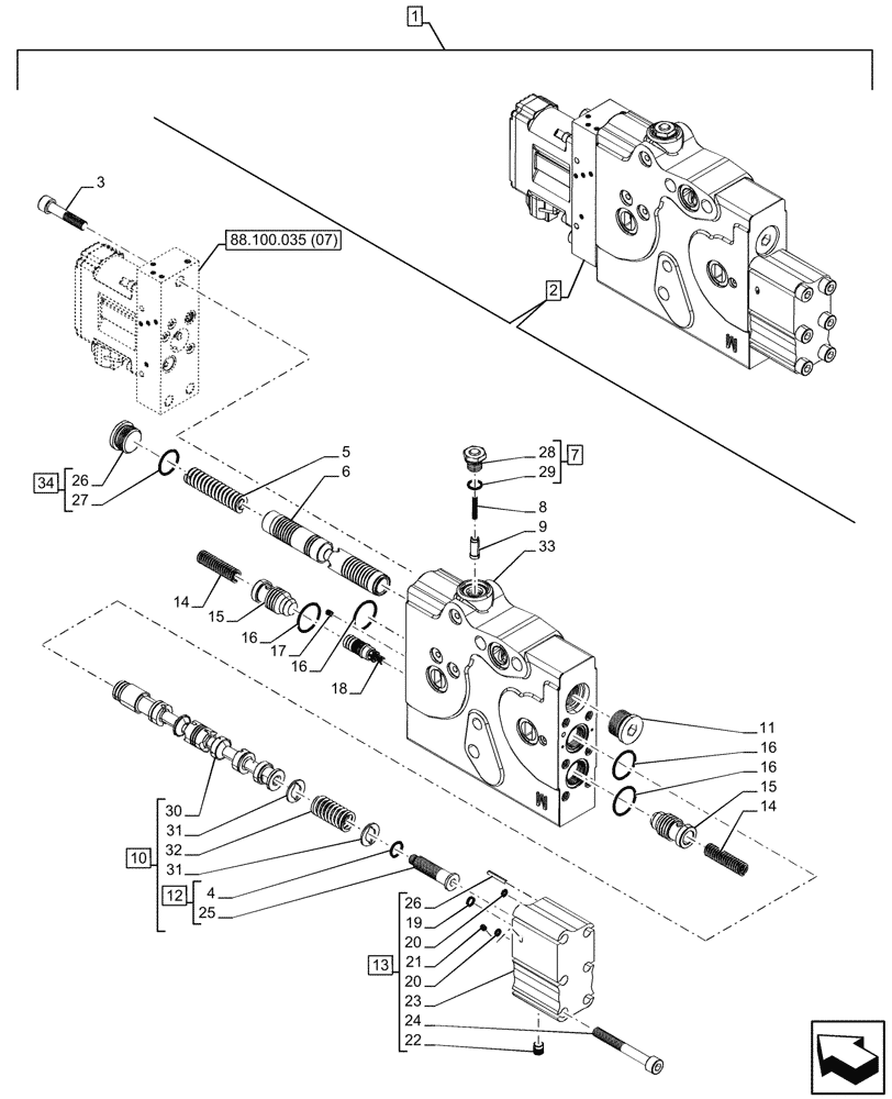 Схема запчастей Case IH OPTUM 270 CVT - (88.100.035[06]) - DIA KIT, 4/5TH REMOTE CONTROL VALVE, COMPONENTS (88) - ACCESSORIES