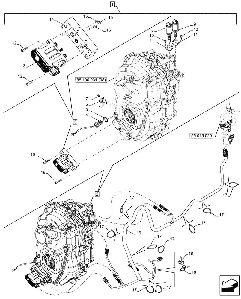 Схема запчастей Case IH OPTUM 270 CVT - (88.100.031[14]) - DIA KIT, FRONT PTO - CCW, COMPONENTS (88) - ACCESSORIES