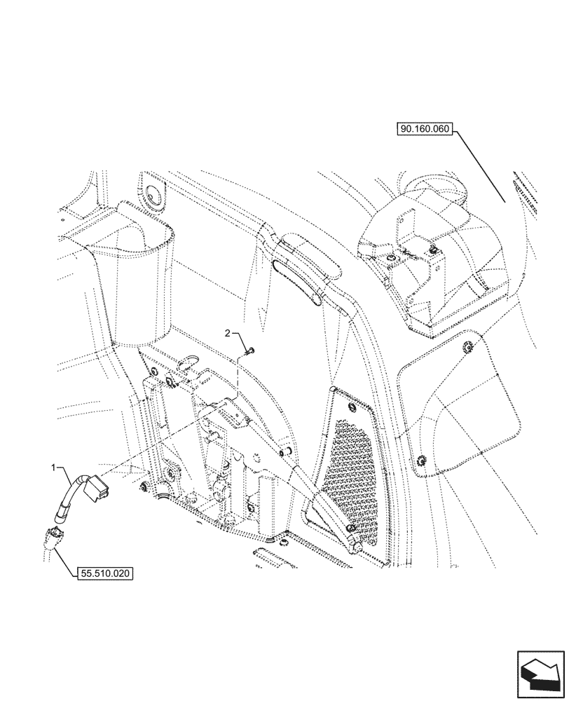 Схема запчастей Case IH FARMALL 120U - (55.031.020) - VAR - 332147, 335387, 339434, 391246 - PARKING BRAKE, SWITCH, EU (55) - ELECTRICAL SYSTEMS