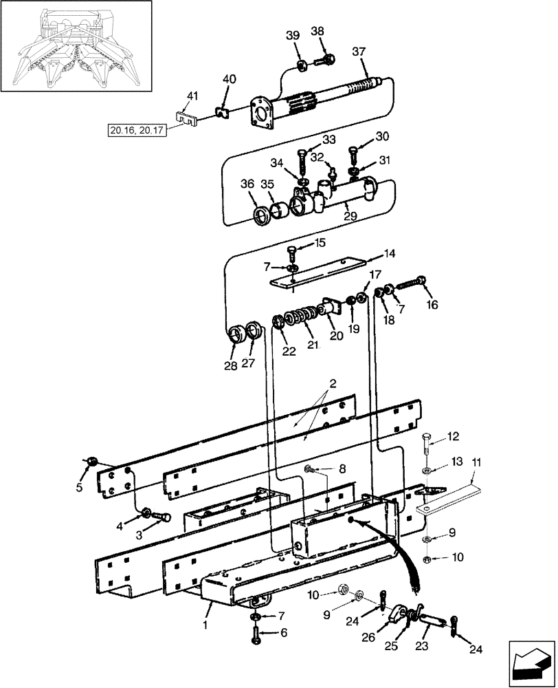 Схема запчастей Case IH HDX3R - (20.15) - ROW UNIT AND STALKWAY (58) - ATTACHMENTS/HEADERS