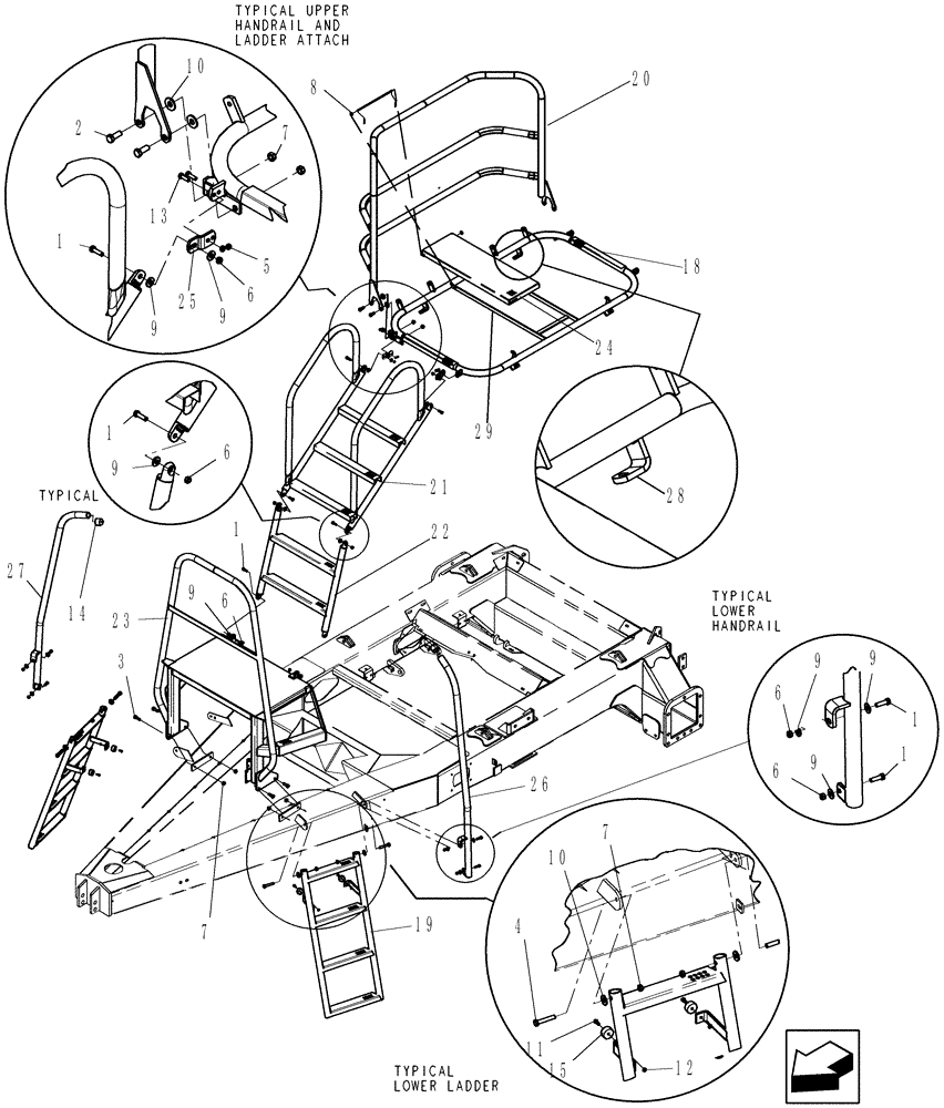 Схема запчастей Case IH 2330 - (39.100.03[01]) - PLATFORMS AND EXTERNAL LADDERS (2 TANK) PRIOR TO 07/2011 (39) - FRAMES AND BALLASTING