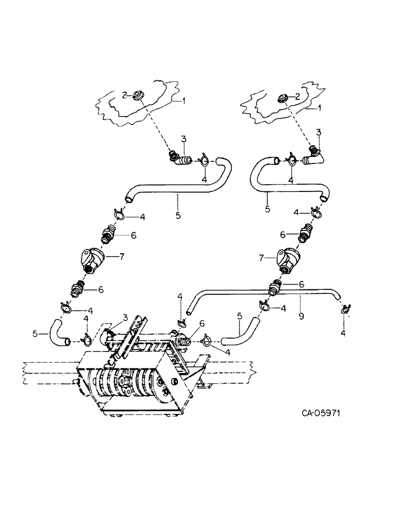 Схема запчастей Case IH 400 - (YB-12) - LIQUID FERTILIZER TANK HOSES AND FITTINGS, 4 ROW 