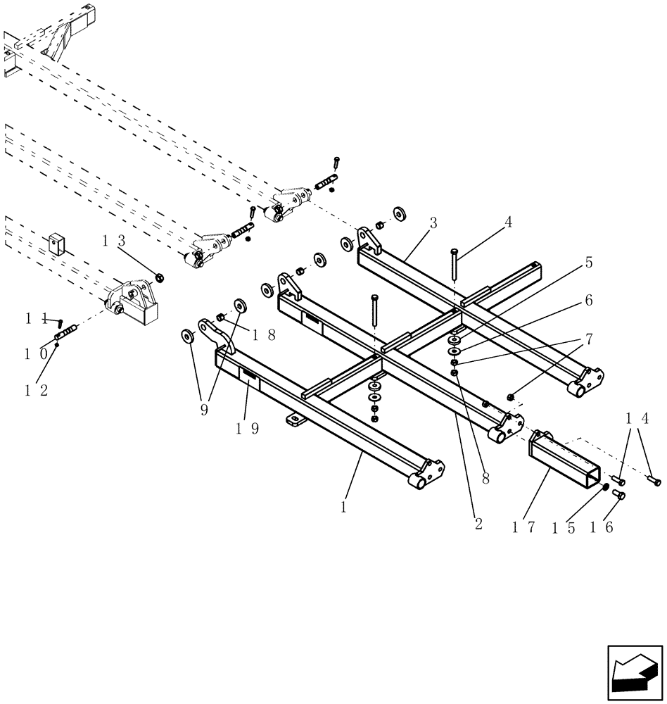 Схема запчастей Case IH 400 - (39.100.19) - 6 THREE SECTION OUTER WING (FRONT) - 27 MODEL SHOWN (39) - FRAMES AND BALLASTING