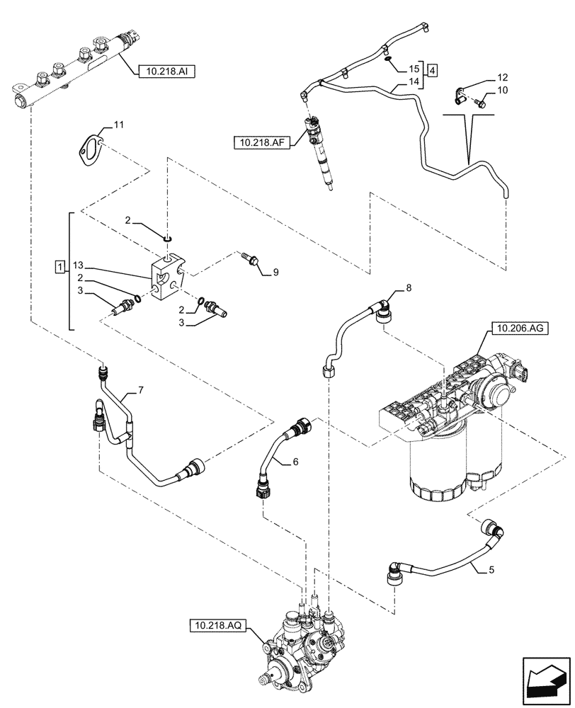 Схема запчастей Case IH F5DFL463A F018 - (10.210.AF) - FUEL LINE (10) - ENGINE