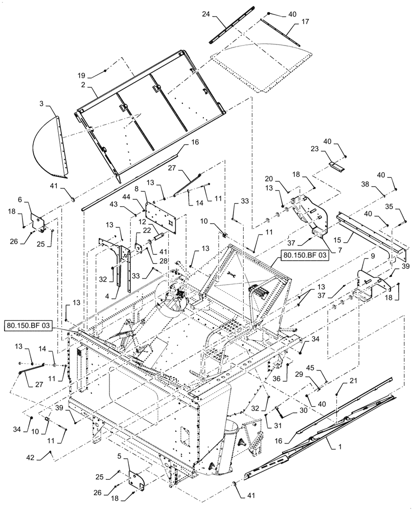 Схема запчастей Case IH 6088 - (80.150.BF[01]) - VAR - 425470, 722511 - GRAIN TANK COVER (80) - CROP STORAGE/UNLOADING