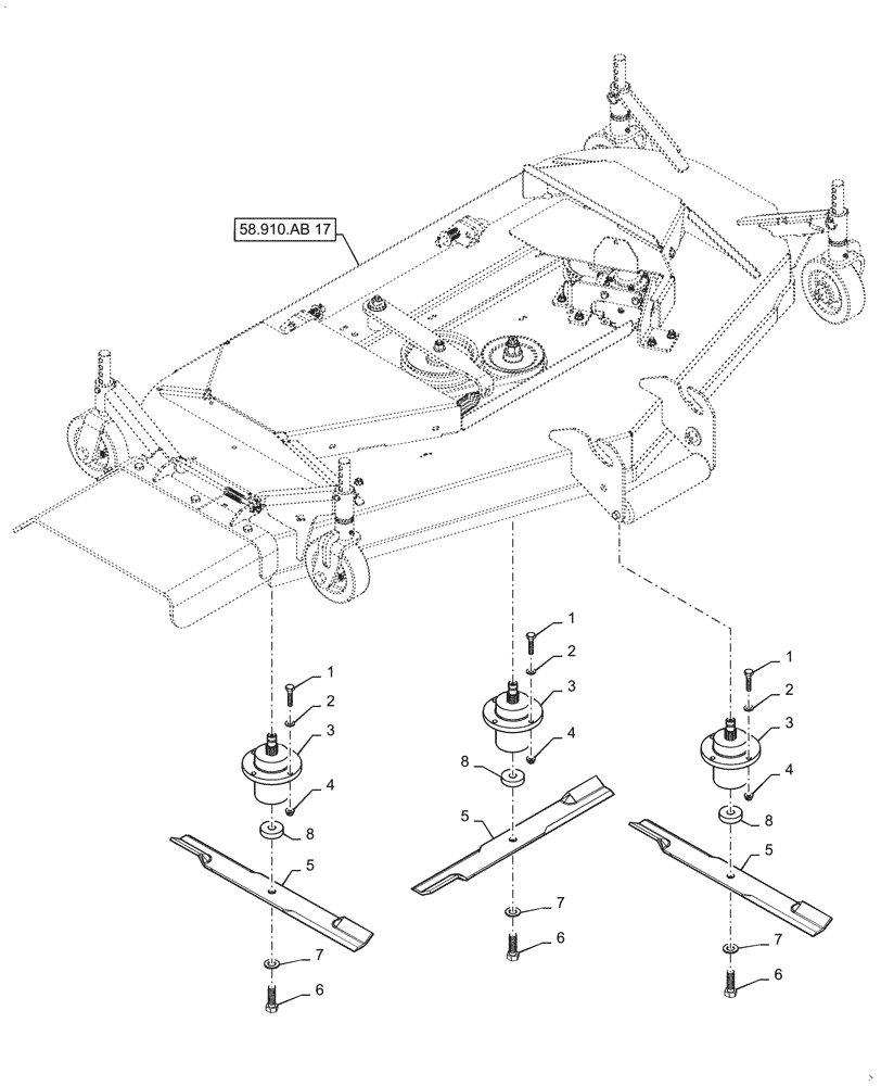 Схема запчастей Case IH MW166S - (58.910.AD[06]) - VAR - 717966016 - MOWER DECK CUTTER (BSN YDWWL5001) (58) - ATTACHMENTS/HEADERS