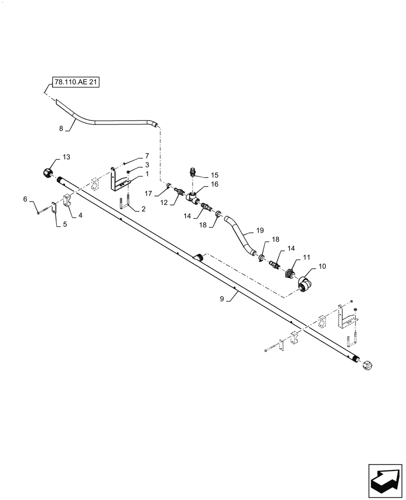 Схема запчастей Case IH PATRIOT 3240 - (78.110.AE[22]) - SPRAYBAR, 100, 6 SECTION, LO FLOW, 20" SPACING, RH INNER (78) - SPRAYING