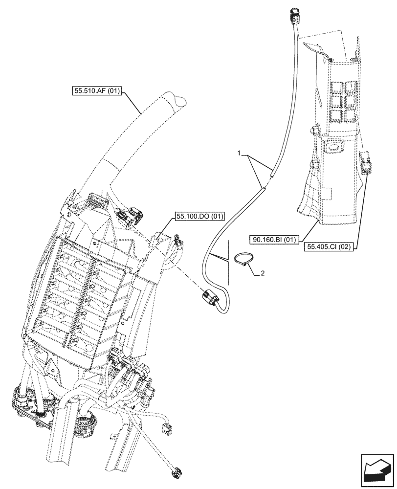 Схема запчастей Case IH MAXXUM 135 - (55.511.AA[05]) - VAR - 390661 - HEADLAMP HARNESS, INDIPENDENT (55) - ELECTRICAL SYSTEMS
