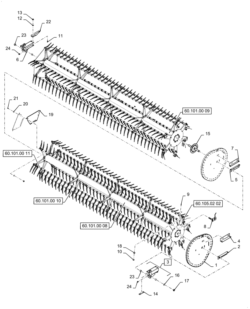 Схема запчастей Case IH 3152 - (60.101.00[12]) - REEL ASSY, 45FT SINGLE CENTER CAM, BSN YEH040861 (60) - PRODUCT FEEDING