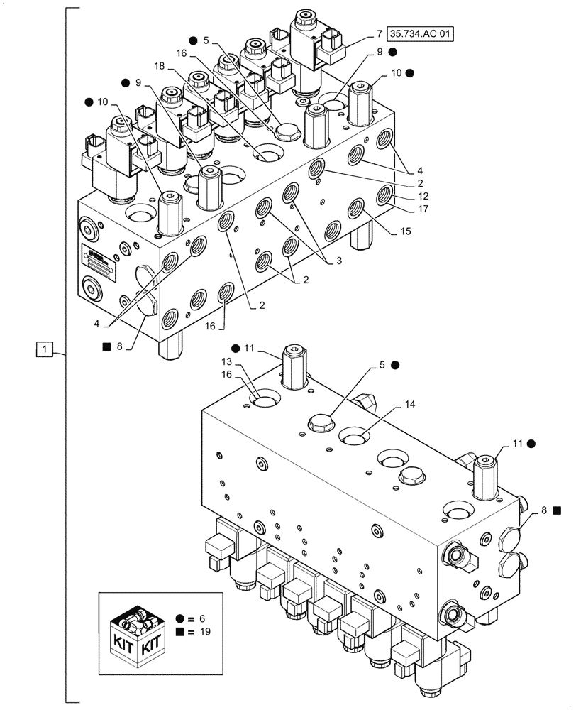Схема запчастей Case IH PATRIOT 4440 - (35.911.AJ[02]) - 6 BANK CONTROL VALVE (35) - HYDRAULIC SYSTEMS