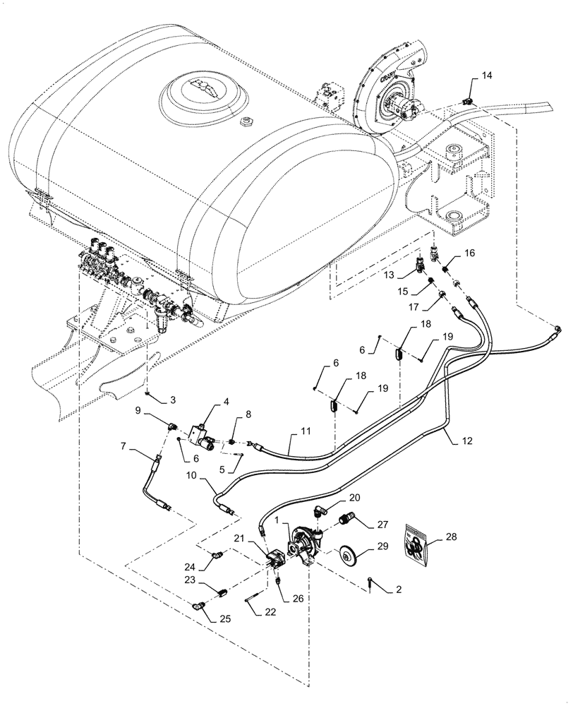 Схема запчастей Case IH 2150 - (63.110.AB[12]) - LIQUID FERTILIZER PUMP AND VALVE (63) - CHEMICAL APPLICATORS