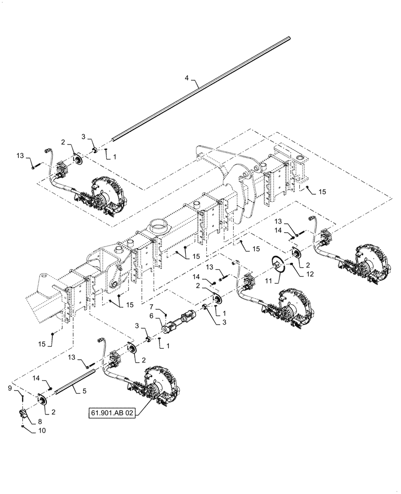 Схема запчастей Case IH 1255 - (61.901.AF[04]) - SEED METER, CABLE DRIVEN SHAFT, OUTER RIGHT FOR 12 ROW (61) - METERING SYSTEM