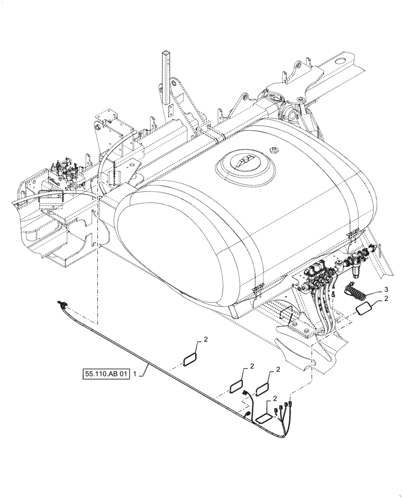 Схема запчастей Case IH 2150 - (63.110.AB[13]) - LIQUID FERTILIZER TETHER AND HARNESS (63) - CHEMICAL APPLICATORS