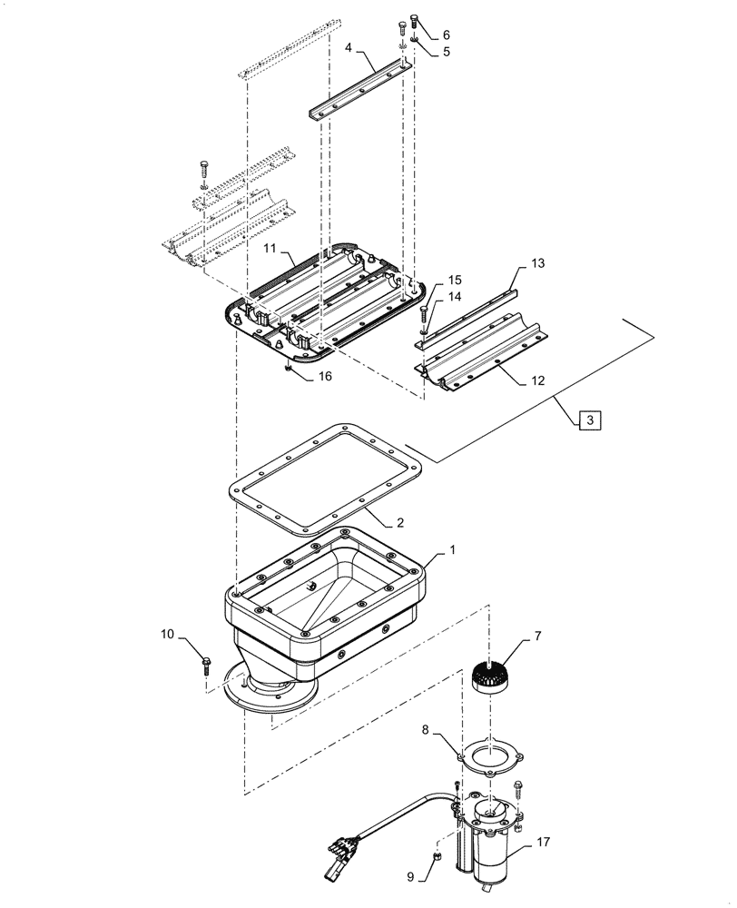 Схема запчастей Case IH 2150 - (63.110.AF[01]) - GRANULAR CHEMICAL BOX (63) - CHEMICAL APPLICATORS