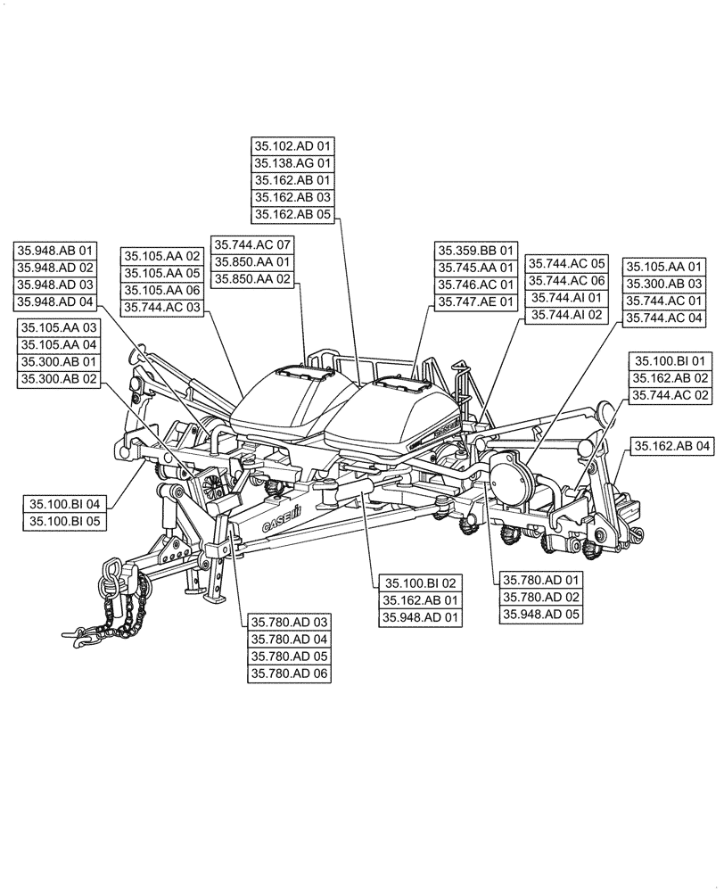 Схема запчастей Case IH 1255 - (00.000.35[01]) - PICTORIAL INDEX - HYDRAULIC SYSTEMS (00) - GENERAL & PICTORIAL INDEX