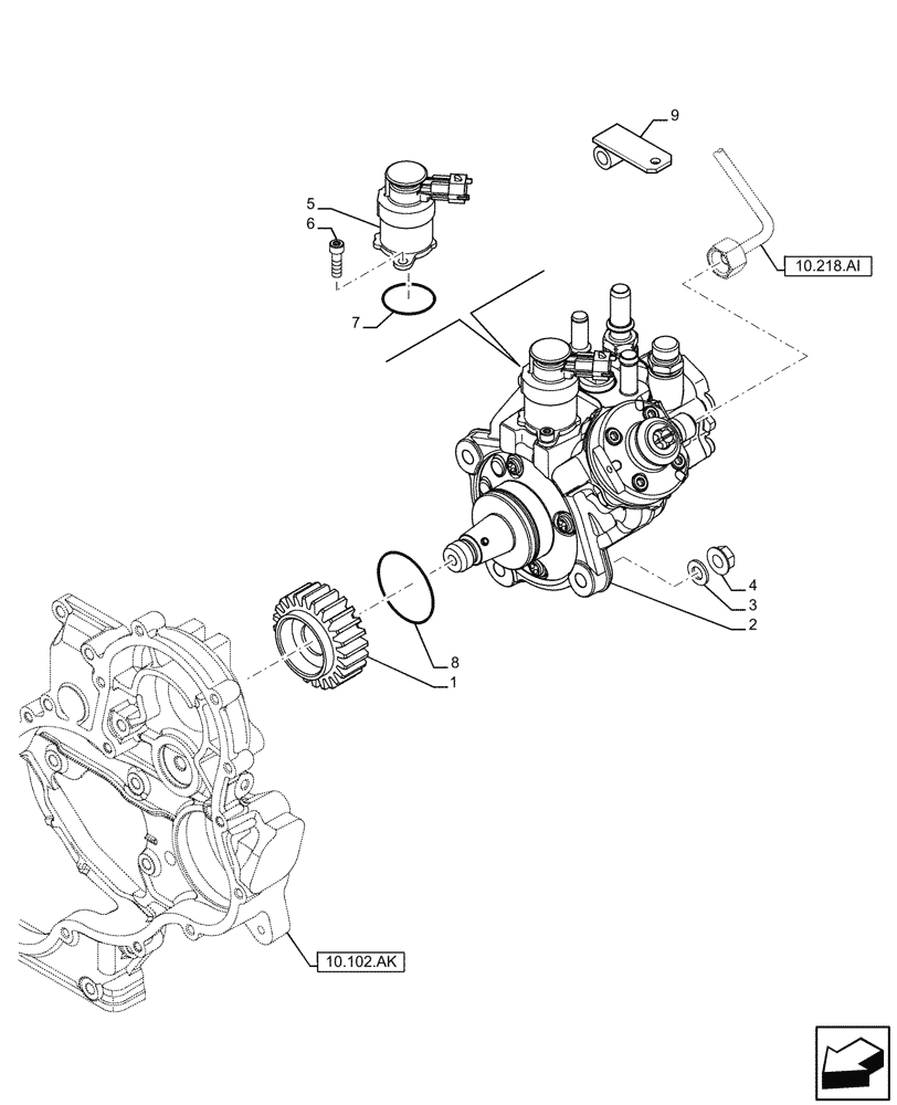 Схема запчастей Case IH SR250 - (10.218.AQ) - INJECTION PUMP (10) - ENGINE