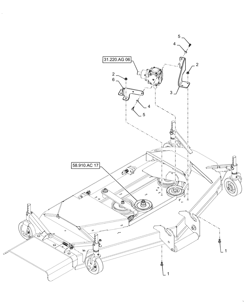 Схема запчастей Case IH MW166S - (58.910.AC[19]) - VAR - 717966016 - MOWER DECK, PTO GEARBOX MOUNT (BSN YDWWL5001) (58) - ATTACHMENTS/HEADERS