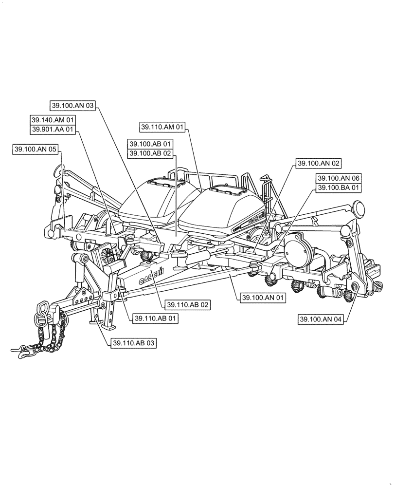 Схема запчастей Case IH 1255 - (00.000.39[01]) - PICTORIAL INDEX - FRAMES AND BALLASTING (00) - GENERAL & PICTORIAL INDEX