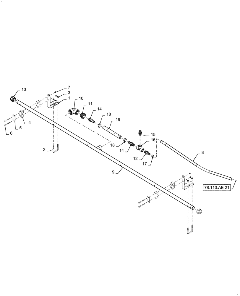 Схема запчастей Case IH PATRIOT 3240 - (78.110.AE[20]) - SPRAYBAR, 100, 6 SECTION, LO FLOW, 20" SPACING, LH INNER (78) - SPRAYING