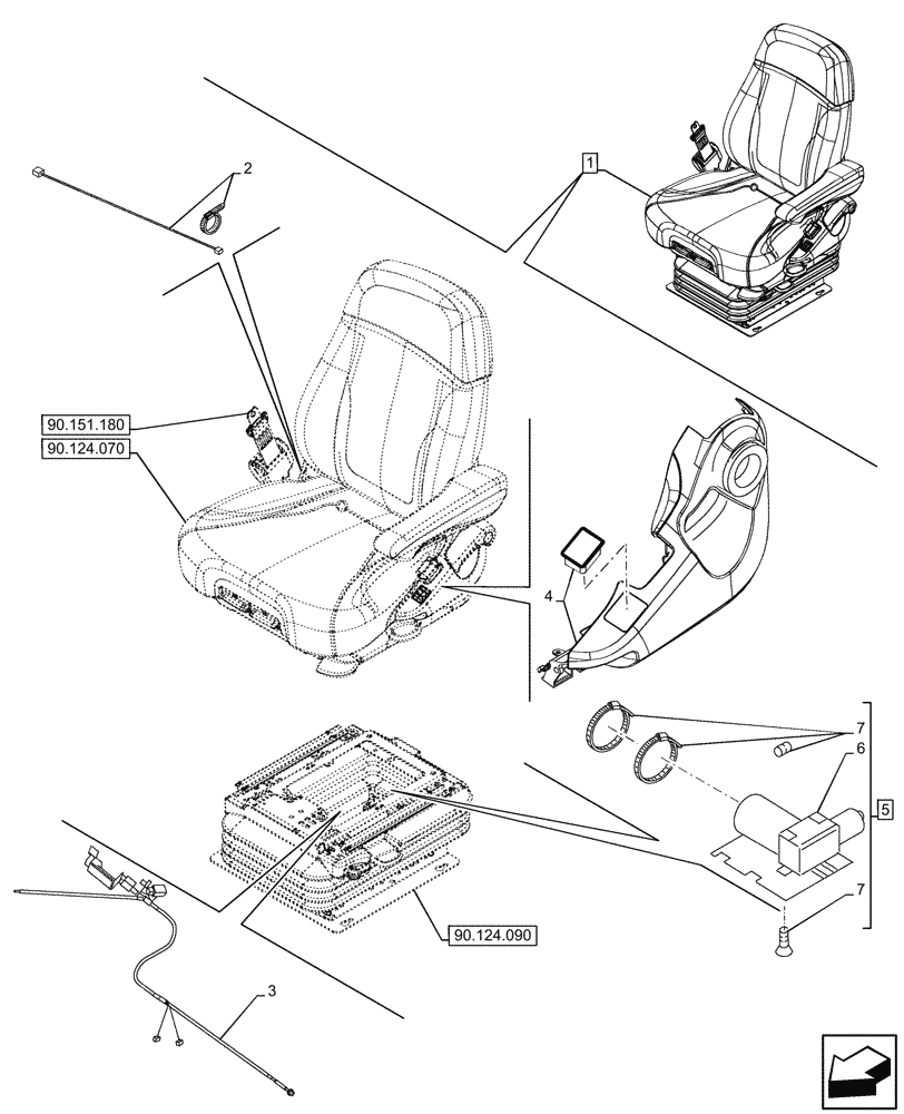 Схема запчастей Case IH OPTUM 270 CVT - (55.512.260) - VAR - 758788 - SEAT, AIR SUSPENSION, COMFORT PACK 2, SWITCH, HARNESS, AIR COMPRESSOR (55) - ELECTRICAL SYSTEMS