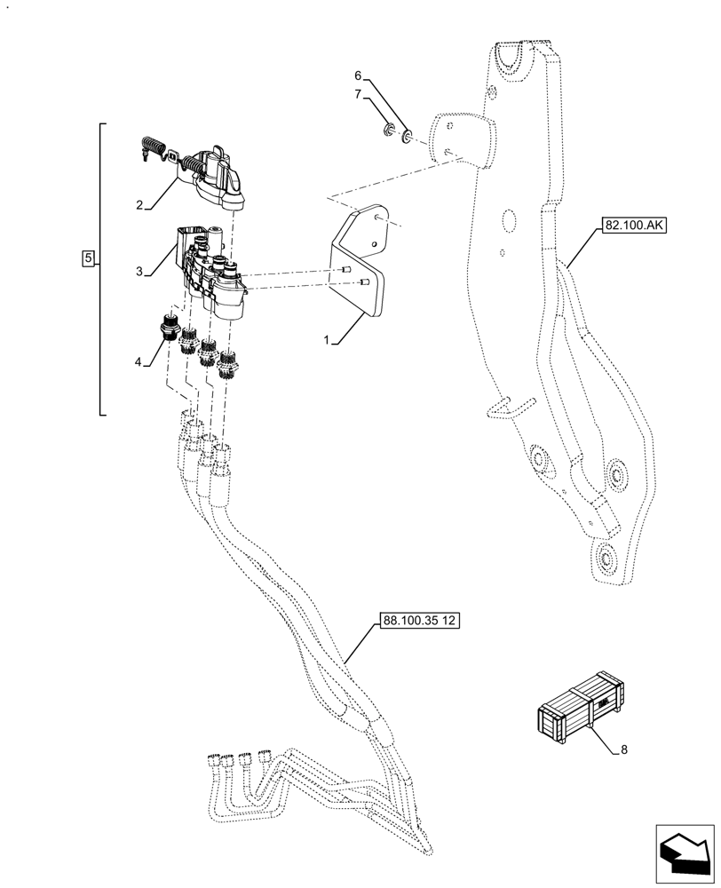 Схема запчастей Case IH FARMALL 130A - (88.100.82[01]) - VAR - 718173, 718180, 439152, 439153 - DIA KIT, MID MOUNT VALVE KIT, LOADER (88) - ACCESSORIES