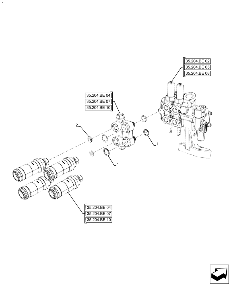 Схема запчастей Case IH FARMALL 125A - (35.204.BE[21]) - REMOTE CONTROL VALVE (35) - HYDRAULIC SYSTEMS