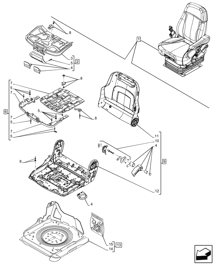 Схема запчастей Case IH OPTUM 270 CVT - (90.124.080) - VAR - 758788 - SEAT, AIR SUSPENSION, COMFORT PACK 2, BASE PLATE (90) - PLATFORM, CAB, BODYWORK AND DECALS